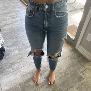 Zara jeans with custom patches